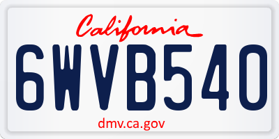 CA license plate 6WVB540