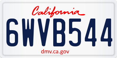 CA license plate 6WVB544