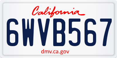 CA license plate 6WVB567