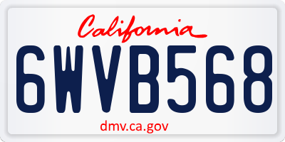 CA license plate 6WVB568