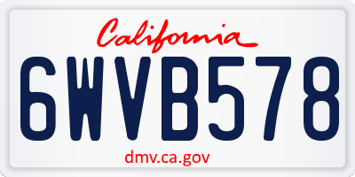 CA license plate 6WVB578