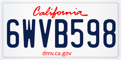 CA license plate 6WVB598