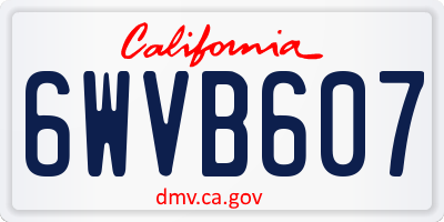 CA license plate 6WVB607