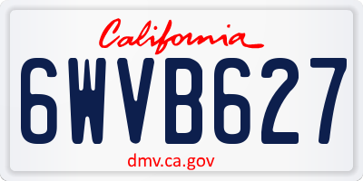 CA license plate 6WVB627