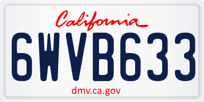 CA license plate 6WVB633