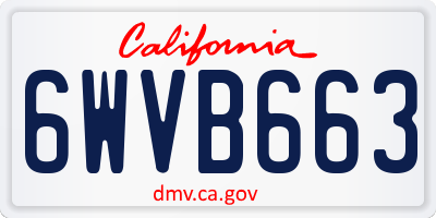 CA license plate 6WVB663