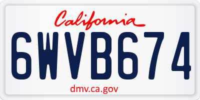 CA license plate 6WVB674