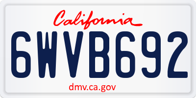 CA license plate 6WVB692