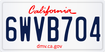 CA license plate 6WVB704