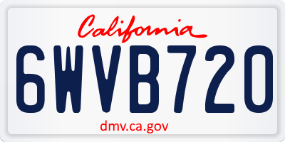 CA license plate 6WVB720