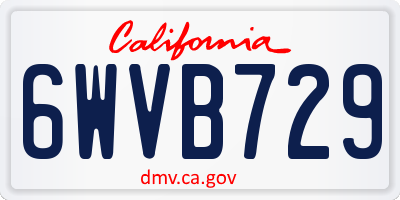 CA license plate 6WVB729