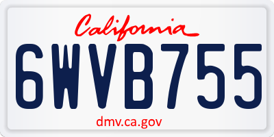 CA license plate 6WVB755