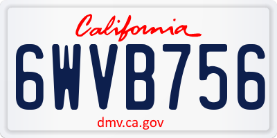 CA license plate 6WVB756