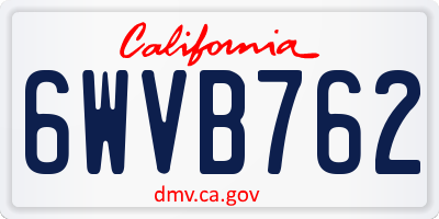 CA license plate 6WVB762