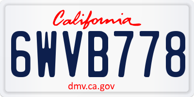 CA license plate 6WVB778