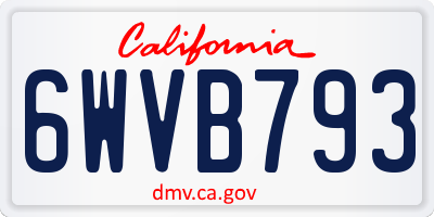 CA license plate 6WVB793