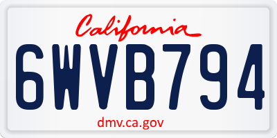 CA license plate 6WVB794