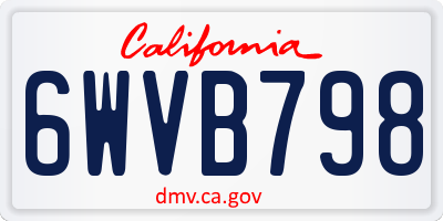 CA license plate 6WVB798