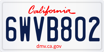 CA license plate 6WVB802