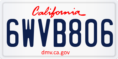 CA license plate 6WVB806
