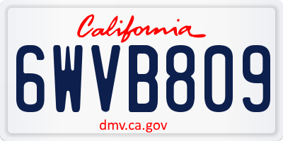 CA license plate 6WVB809