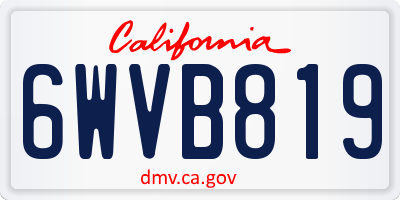 CA license plate 6WVB819