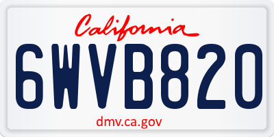 CA license plate 6WVB820