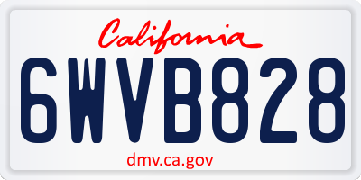 CA license plate 6WVB828