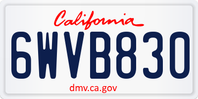 CA license plate 6WVB830
