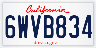 CA license plate 6WVB834