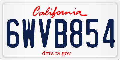 CA license plate 6WVB854