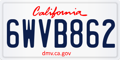 CA license plate 6WVB862