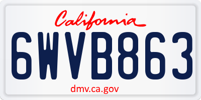 CA license plate 6WVB863