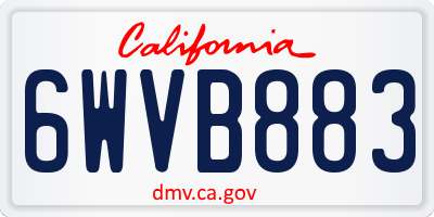 CA license plate 6WVB883