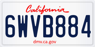 CA license plate 6WVB884