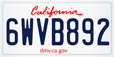 CA license plate 6WVB892