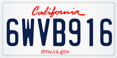 CA license plate 6WVB916