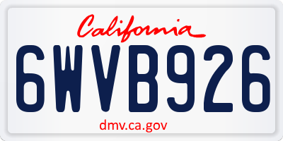 CA license plate 6WVB926