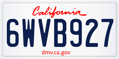 CA license plate 6WVB927