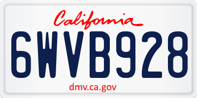 CA license plate 6WVB928