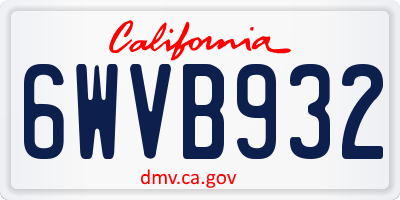 CA license plate 6WVB932