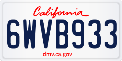 CA license plate 6WVB933