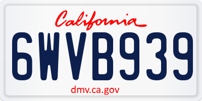 CA license plate 6WVB939