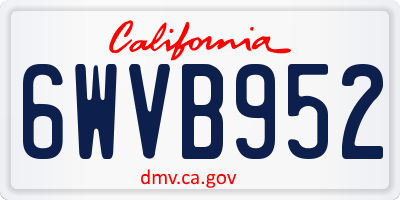 CA license plate 6WVB952