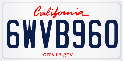 CA license plate 6WVB960