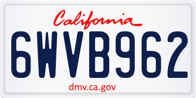CA license plate 6WVB962