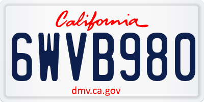 CA license plate 6WVB980