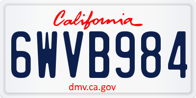 CA license plate 6WVB984