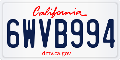 CA license plate 6WVB994