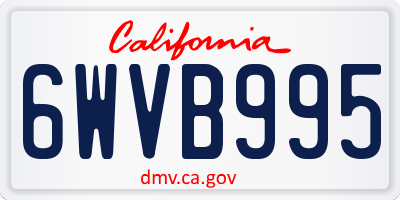CA license plate 6WVB995